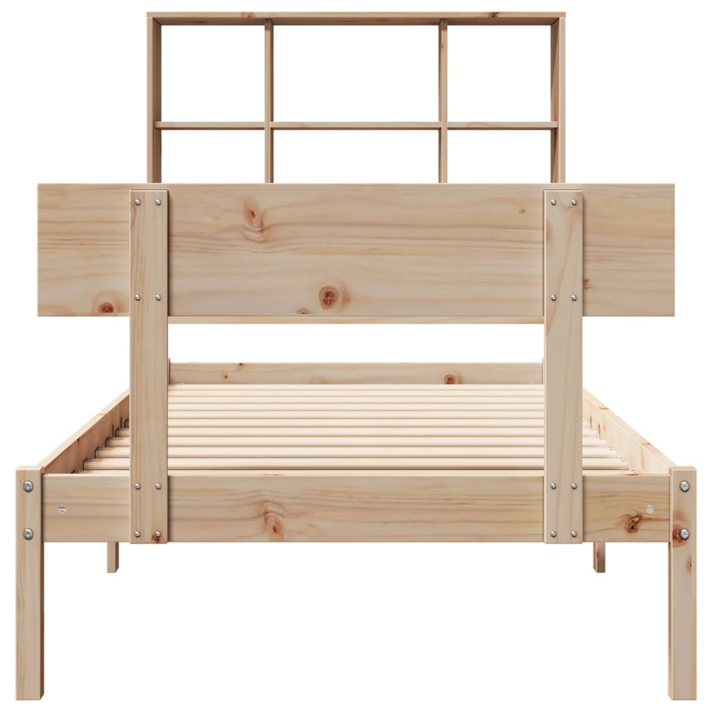 Cama con estantería sin colchón madera maciza de pino 90x190 cm V5818 Vetonek