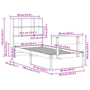 Cama con estantería sin colchón madera maciza de pino 90x190 cm V5818 Vetonek