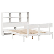 Cama con estantería sin colchón madera maciza blanca 120x190 cm V5849 Vetonek