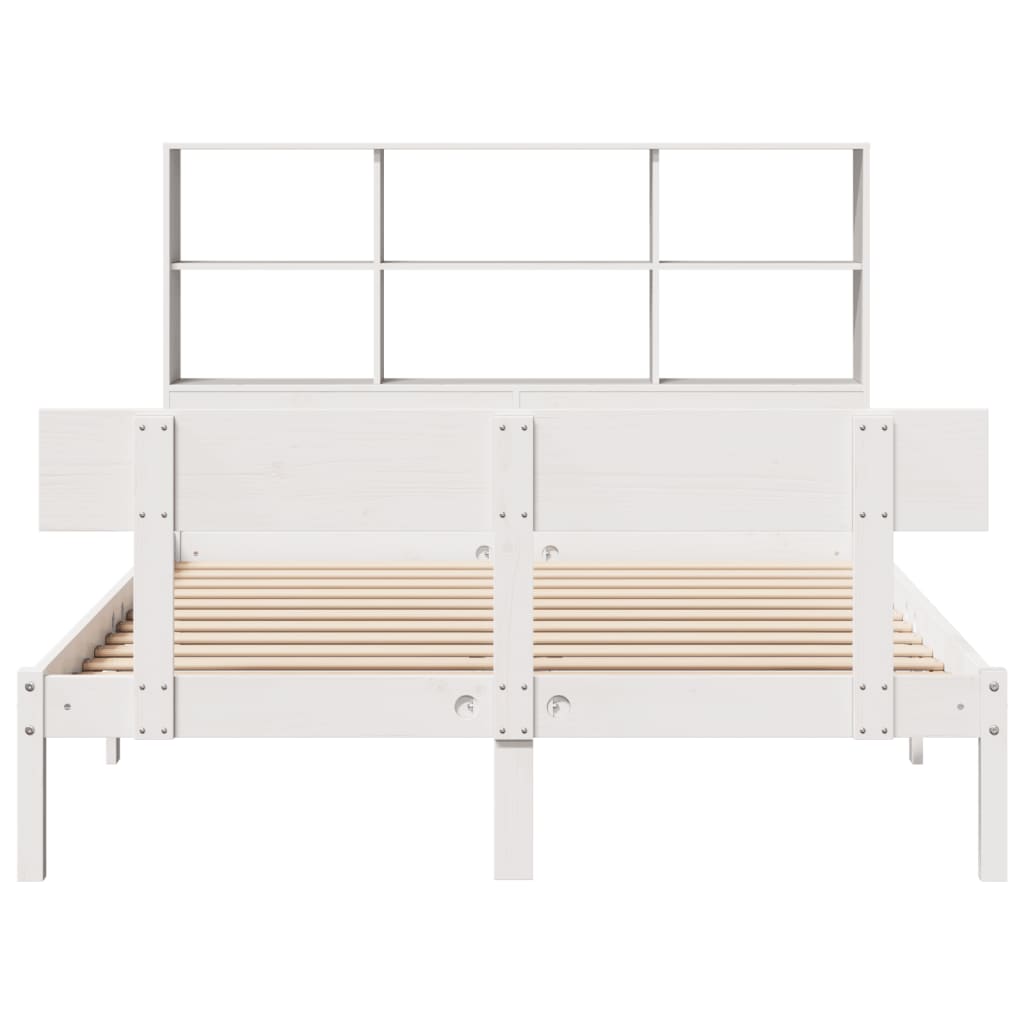 Cama con estantería sin colchón madera maciza blanca 120x190 cm V5849 Vetonek
