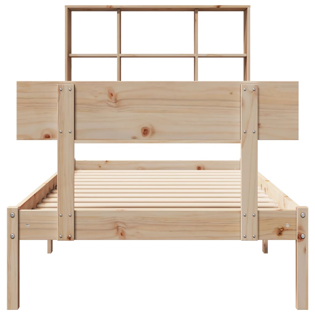 Cama con estantería sin colchón madera maciza de pino 90x200 cm V5894 Vetonek