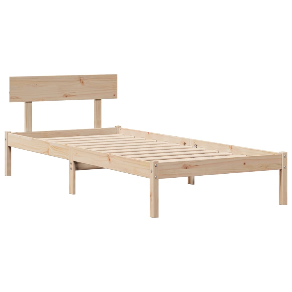Cama con estantería sin colchón madera maciza de pino 90x200 cm V5894 Vetonek
