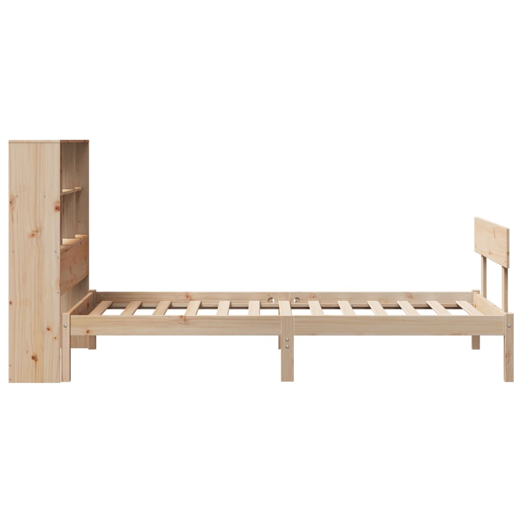 Cama con estantería sin colchón madera maciza de pino 90x200 cm V5894 Vetonek