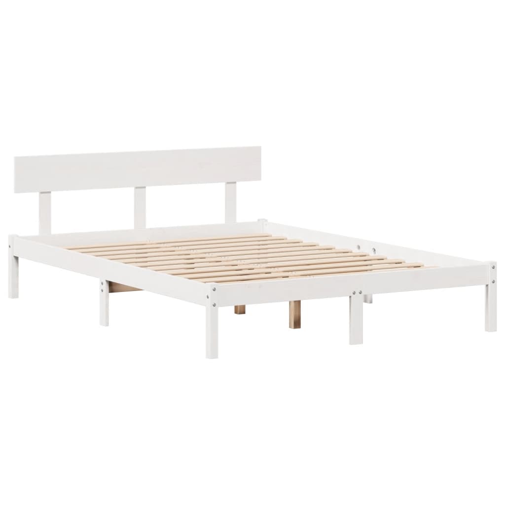 Cama con estantería sin colchón madera maciza blanca 120x200 cm V5948 Vetonek