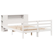 Cama con estantería sin colchón madera maciza blanca 120x190 cm v6327 - Vetonek