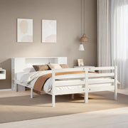 Cama con estantería sin colchón madera maciza blanca 120x190 cm v6327 Vetonek