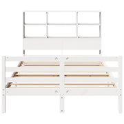 Cama con estantería sin colchón madera maciza blanca 120x190 cm V6754 Vetonek