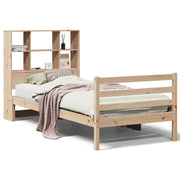 Cama con estantería sin colchón madera maciza de pino 90x200 cm V6808 Vetonek