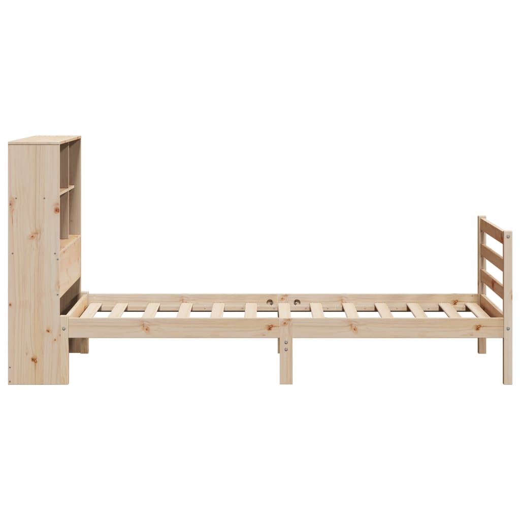 Cama con estantería sin colchón madera maciza de pino 90x200 cm V6808 Vetonek