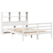Cama con estantería sin colchón madera maciza blanca 120x200 cm V6853 Vetonek