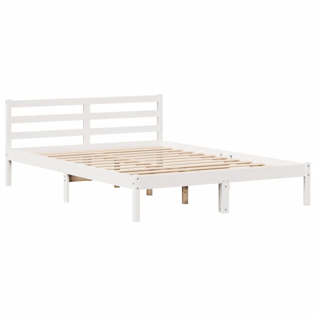 Cama con estantería sin colchón madera maciza blanca 120x200 cm V6853 Vetonek