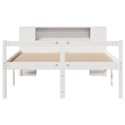 Cama con estantería sin colchón madera maciza blanca 120x200 cm - Vetonek