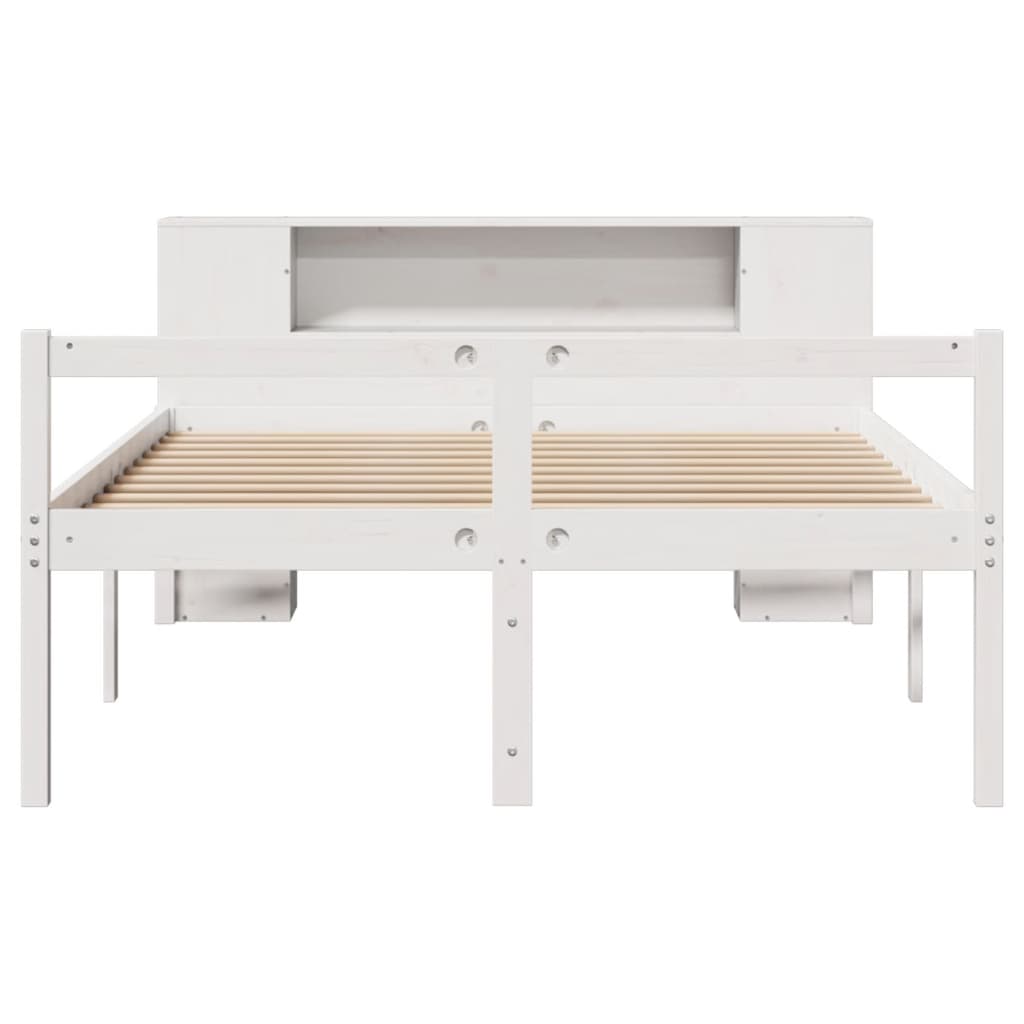 Cama con estantería sin colchón madera maciza blanca 120x200 cm - Vetonek