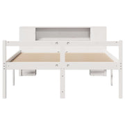 Cama con estantería sin colchón madera maciza blanca 150x200 cm v7591 - Vetonek