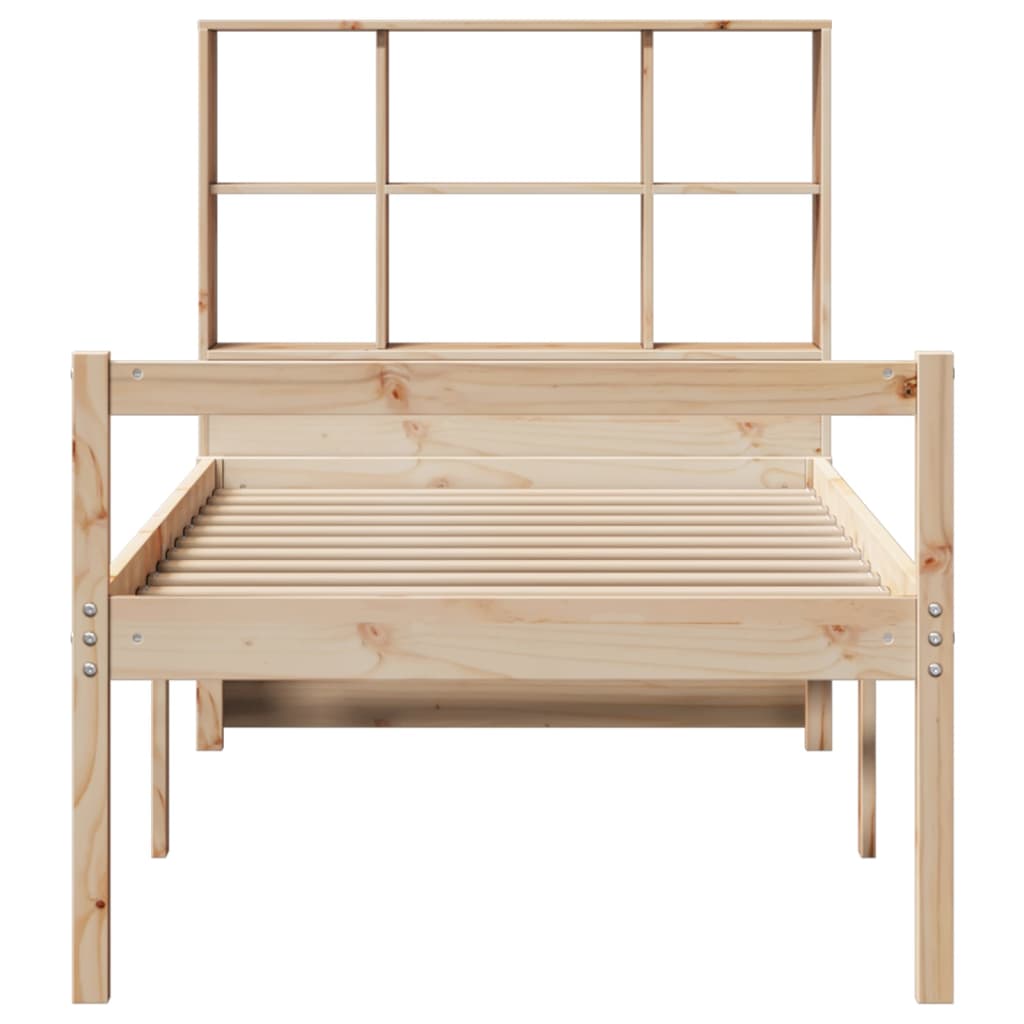 Cama con estantería sin colchón madera maciza de pino 90x190 cm V7898 Vetonek