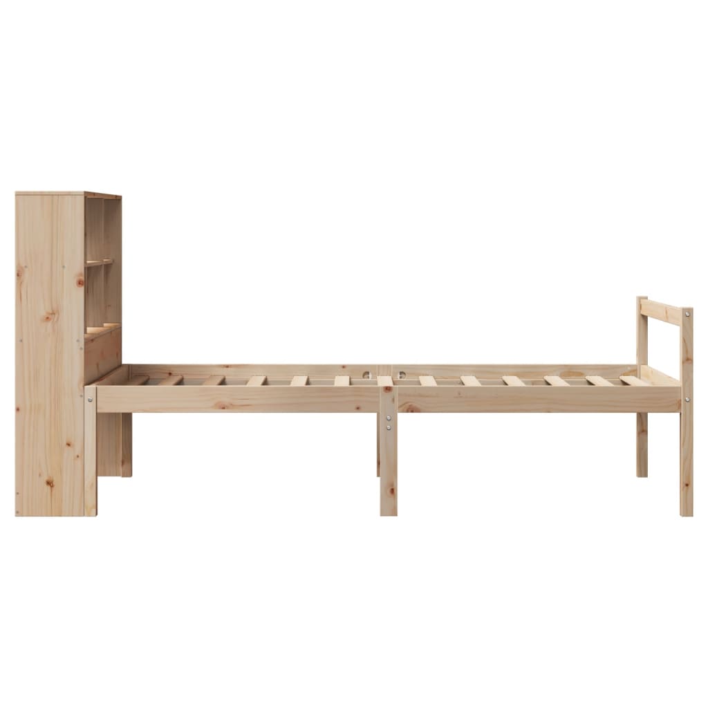 Cama con estantería sin colchón madera maciza de pino 90x190 cm V7898 Vetonek