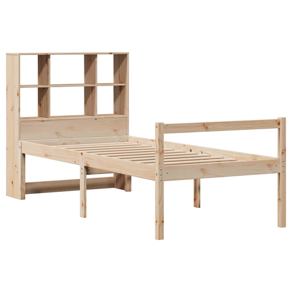 Cama con estantería sin colchón madera maciza de pino 90x200 cm V7973 Vetonek