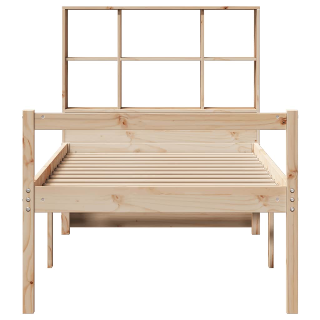 Cama con estantería sin colchón madera maciza de pino 90x200 cm V7973 Vetonek