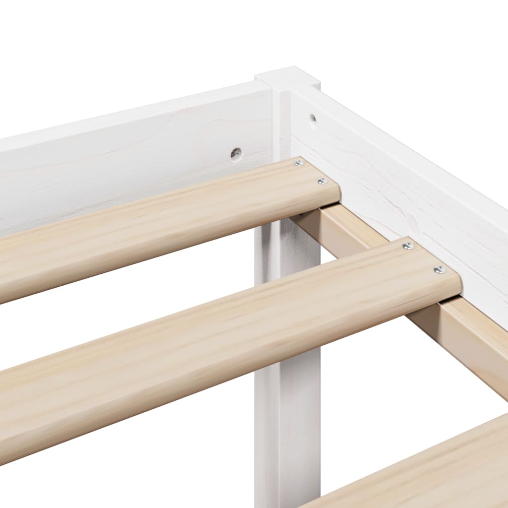 Cama com prateleira sem colchão madeira maciça branca 140x200 cm V8048 Vetonek