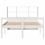 Cama con estantería sin colchón madera maciza blanca 150x200 cm v8062 - Vetonek
