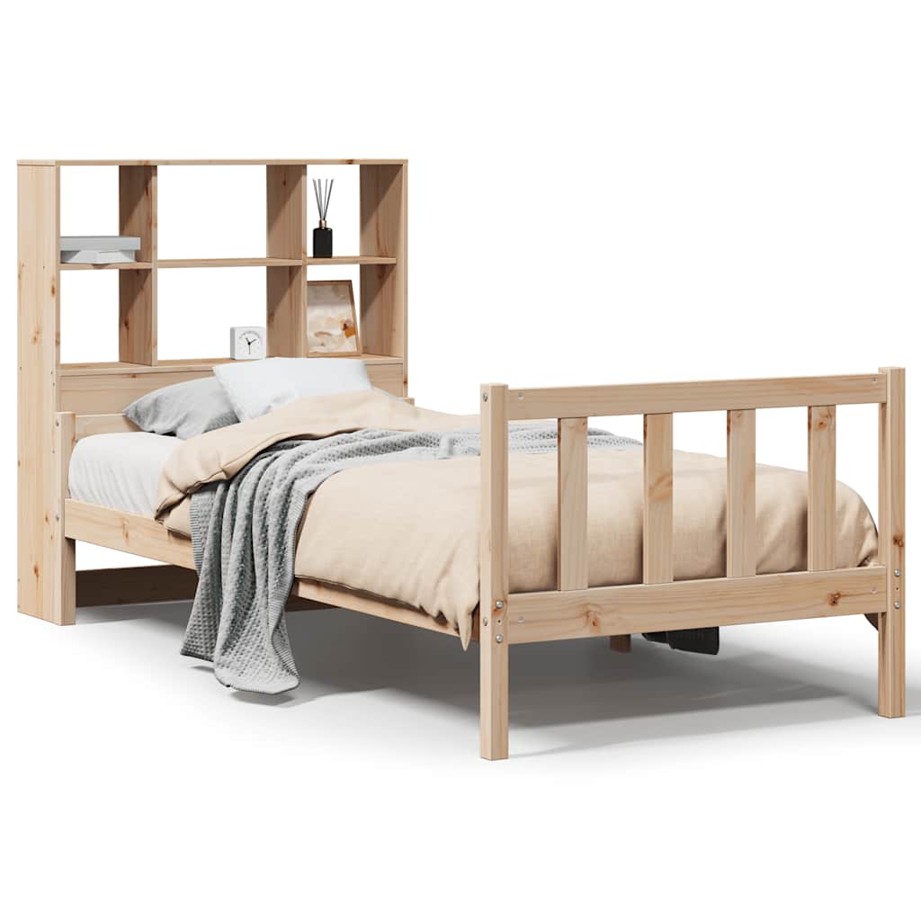 Cama con estantería sin colchón madera maciza de pino 90x190 cm V9069 Vetonek