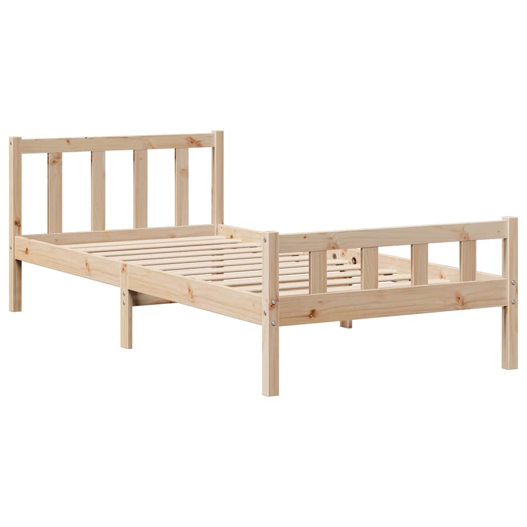 Cama con estantería sin colchón madera maciza de pino 90x190 cm V9069 Vetonek