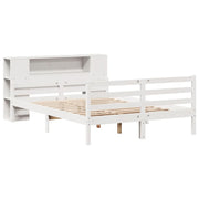 Cama con estantería sin colchón madera maciza blanca 120x200 cm v9892 - Vetonek