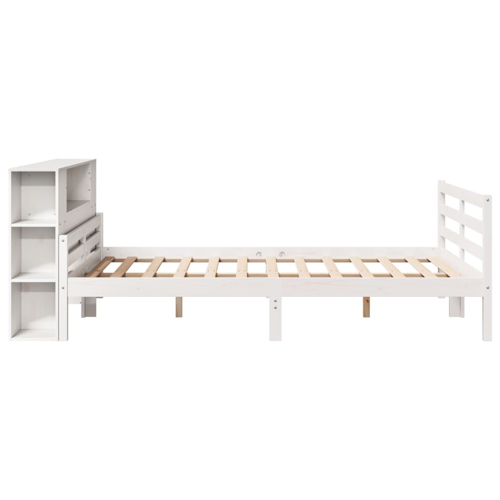 Cama con estantería sin colchón madera maciza blanca 120x200 cm v9892 - Vetonek