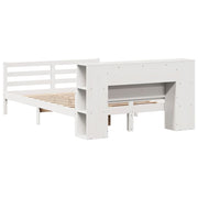 Cama con estantería sin colchón madera maciza blanca 120x200 cm v9892 - Vetonek