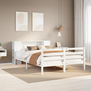 Cama con estantería sin colchón madera maciza blanca 150x200 cm v9939 Vetonek