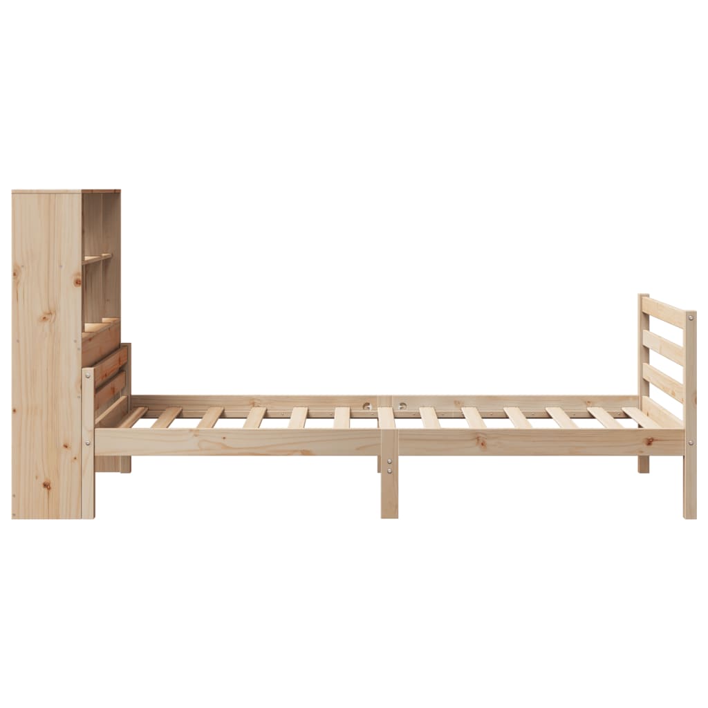 Cama con estantería sin colchón madera maciza de pino 90x200 cm V0188 Vetonek