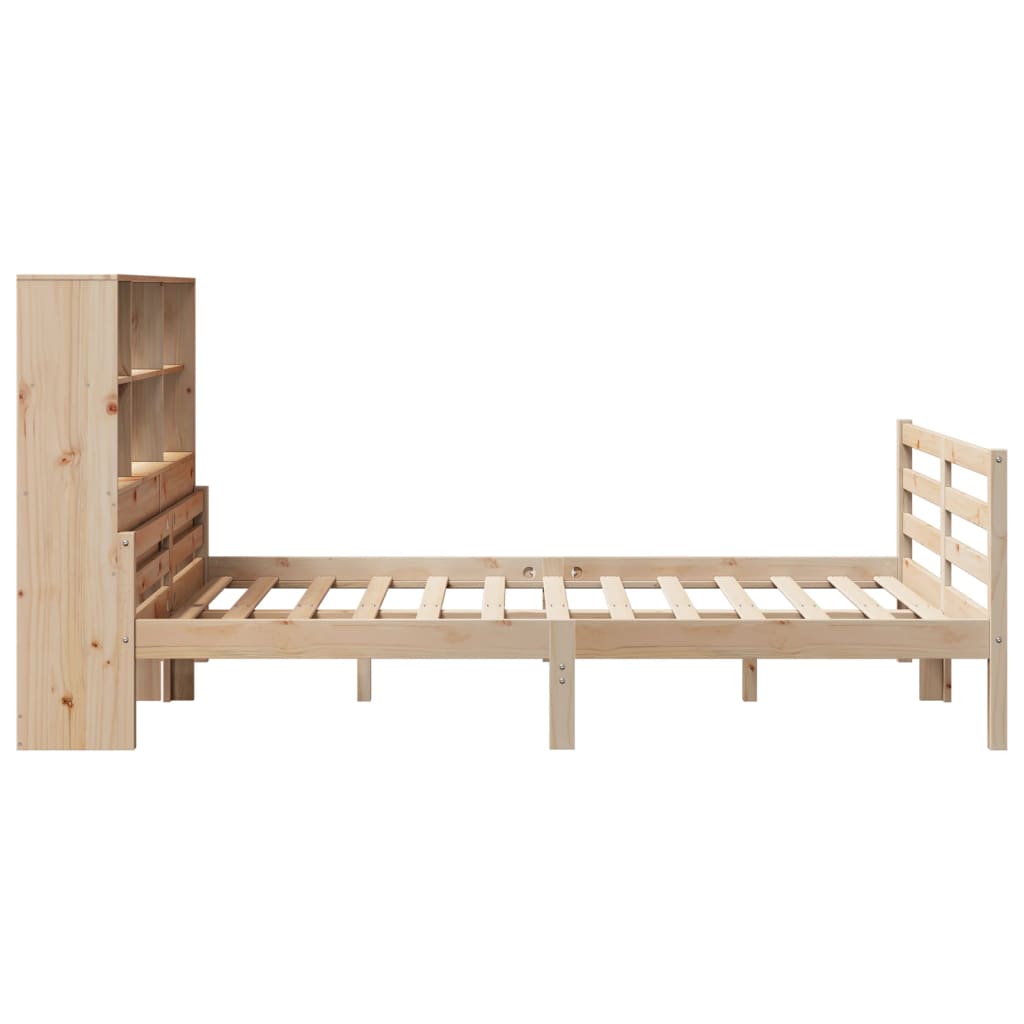 Cama con estantería sin colchón madera maciza de pino 120x200cm V0225 Vetonek