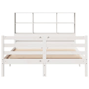 Cama con estantería sin colchón madera maciza blanca 120x200 cm V0232 Vetonek