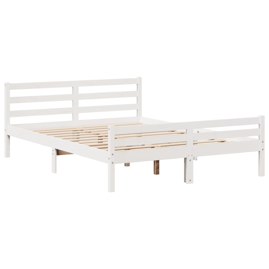 Cama con estantería sin colchón madera maciza blanca 120x200 cm V0232 Vetonek
