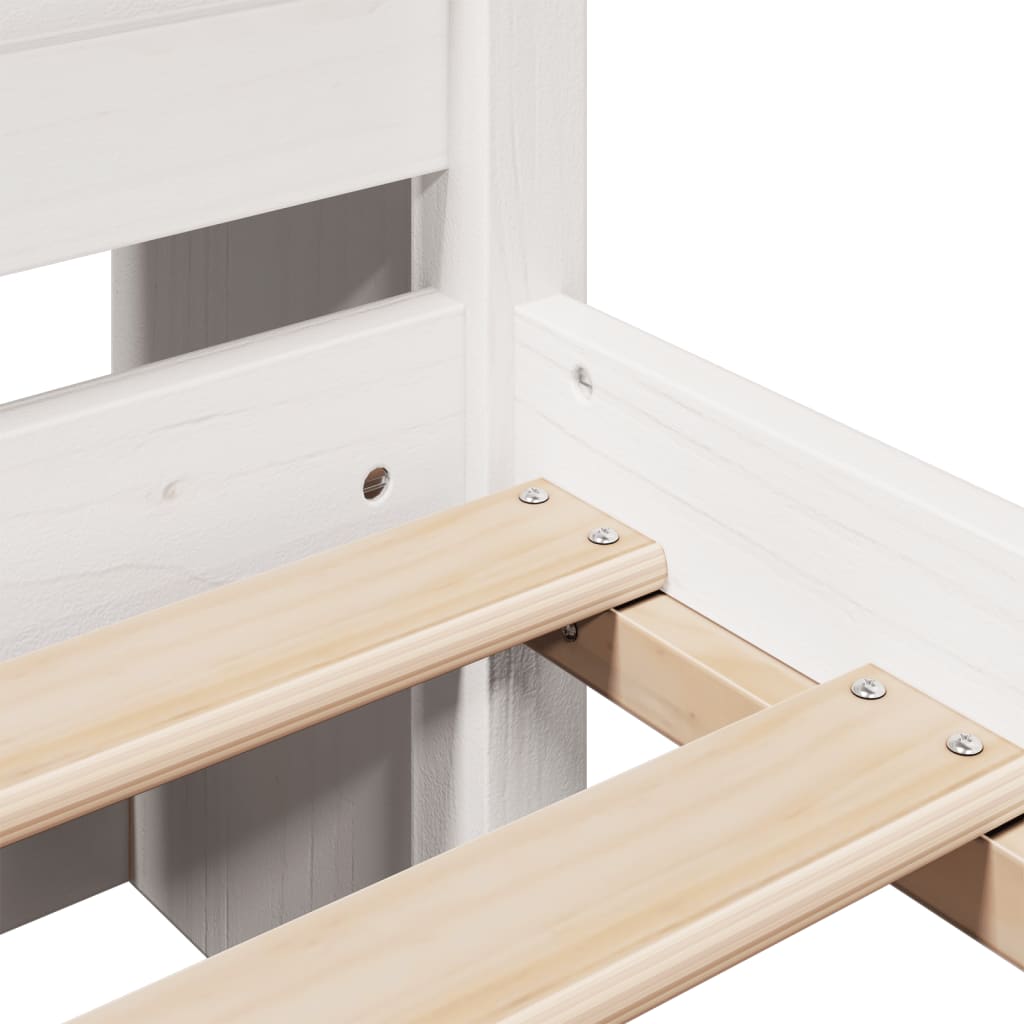 Cama con estantería sin colchón madera maciza blanca 120x200 cm V0232 Vetonek