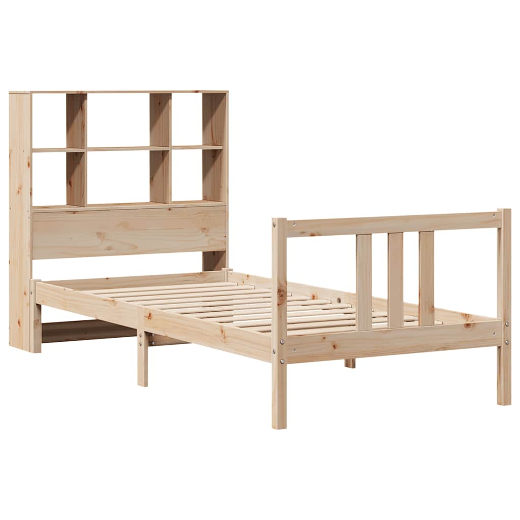 Cama con estantería sin colchón madera maciza de pino 90x190 cm V0881 Vetonek