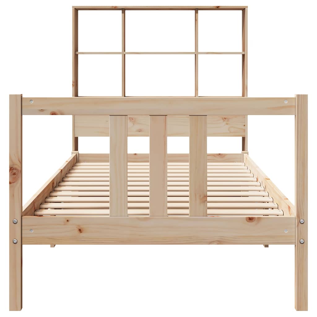 Cama con estantería sin colchón madera maciza de pino 90x190 cm V0881 Vetonek