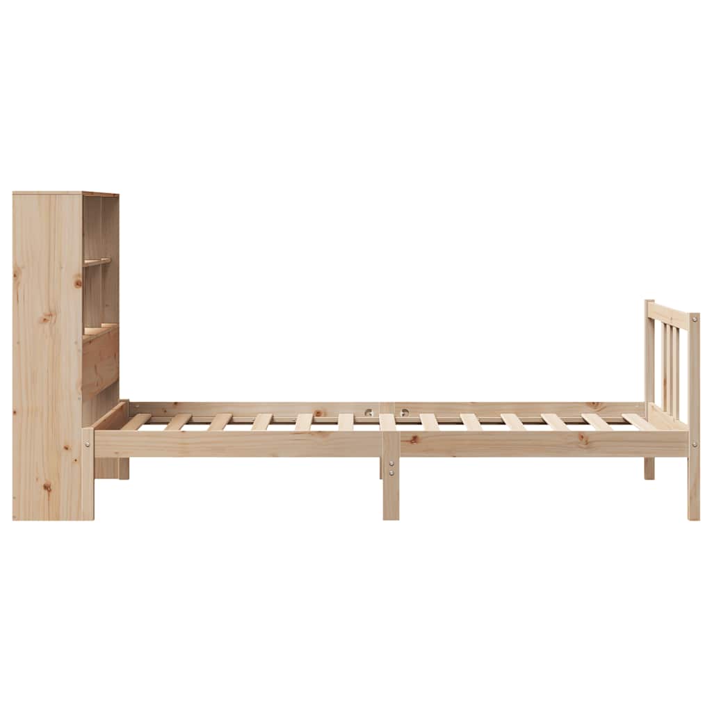 Cama con estantería sin colchón madera maciza de pino 90x190 cm V0881 Vetonek
