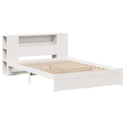 Cama con estantería sin colchón madera maciza blanca 120x200 cm v1451 - Vetonek