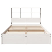 Cama con estantería sin colchón madera maciza blanca 120x190 cm V1697 Vetonek