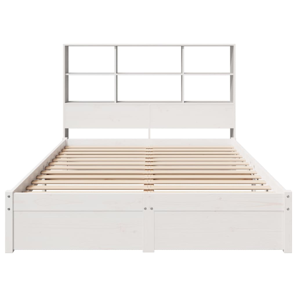 Cama con estantería sin colchón madera maciza blanca 120x190 cm V1697 Vetonek