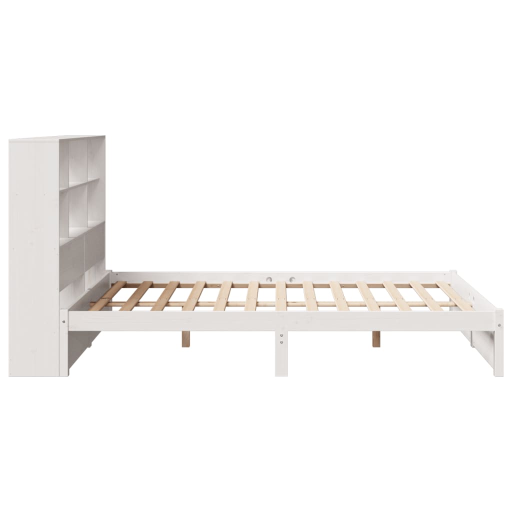 Cama con estantería sin colchón madera maciza blanca 120x190 cm V1697 Vetonek