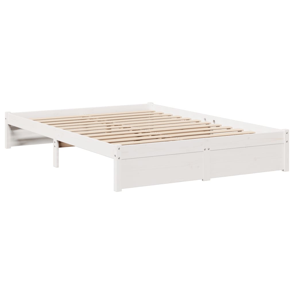 Cama con estantería sin colchón madera maciza blanca 120x190 cm V1697 Vetonek