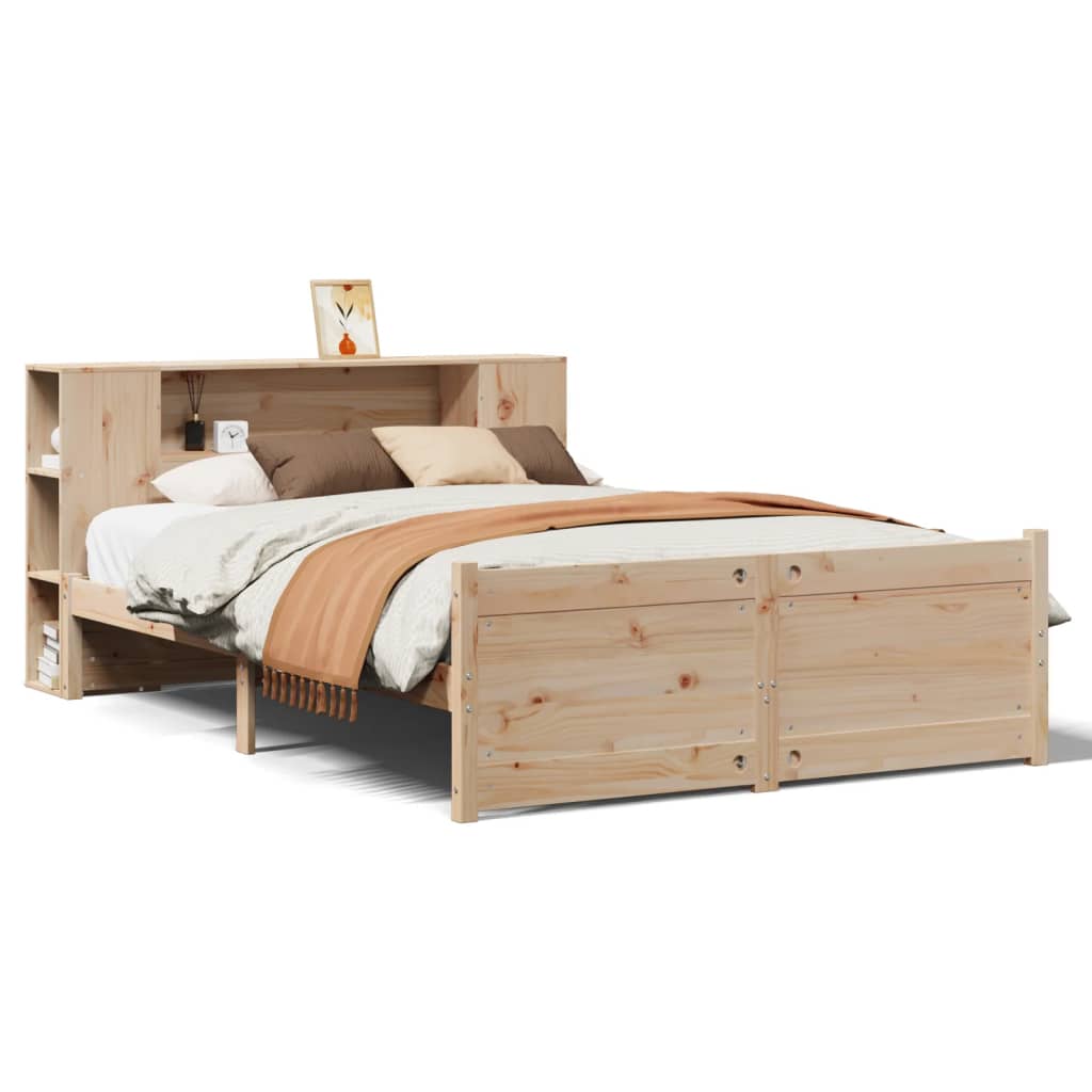 Cama con estantería sin colchón madera maciza de pino 120x190cm V2168 Vetonek