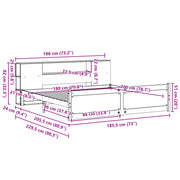 Cama con estantería sin colchón madera maciza de pino 180x200cm V2304 Vetonek