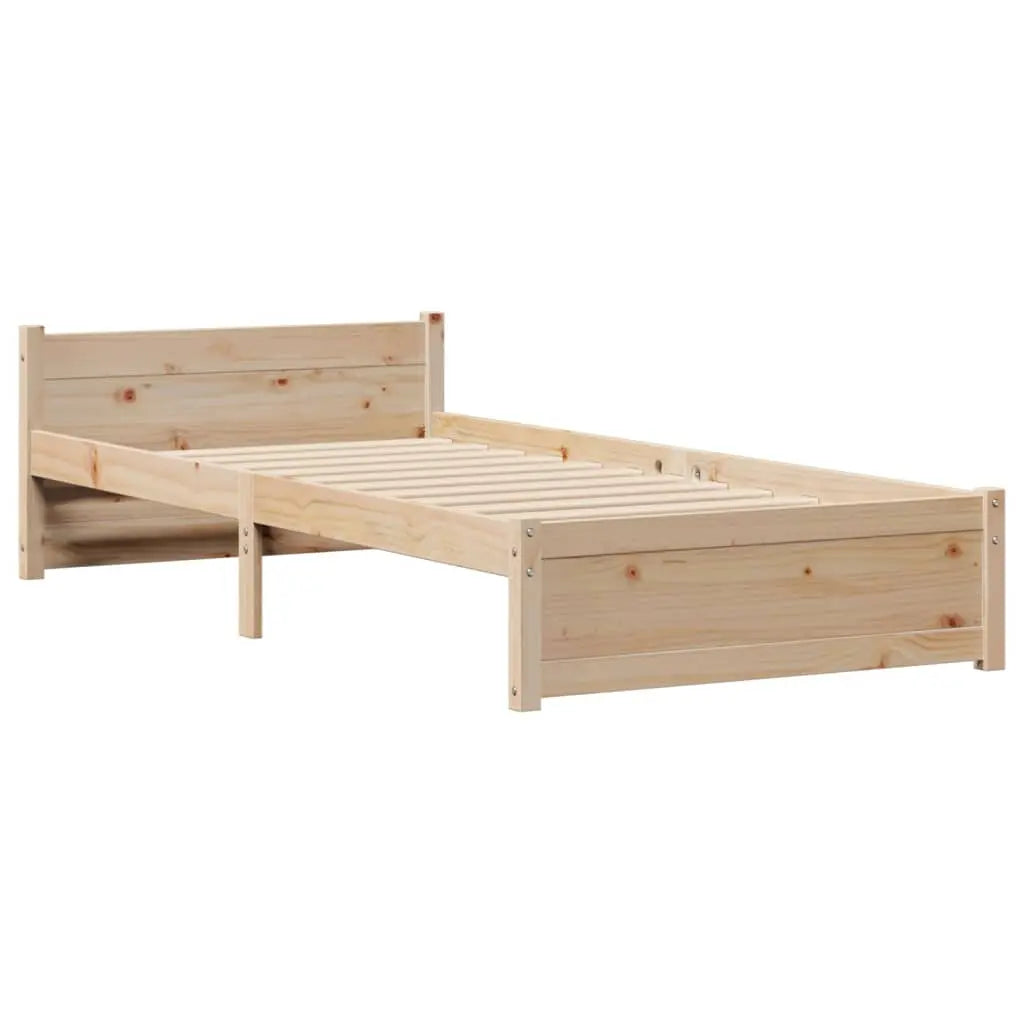 Cama con estantería sin colchón madera maciza de pino 90x190 cm V2366 Vetonek
