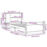 Cama con estantería sin colchón madera maciza de pino 90x190 cm V2366 Vetonek
