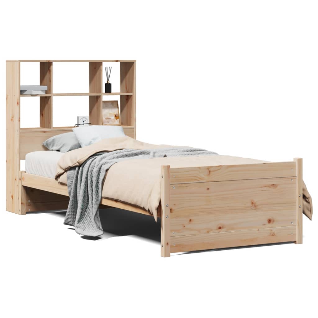 Cama con estantería sin colchón madera maciza de pino 90x190 cm V2441 Vetonek