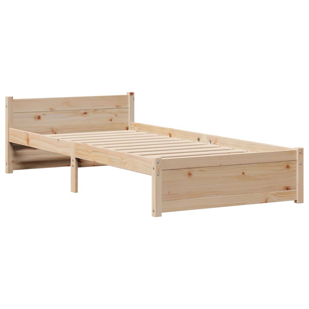 Cama con estantería sin colchón madera maciza de pino 90x200 cm V2526 Vetonek