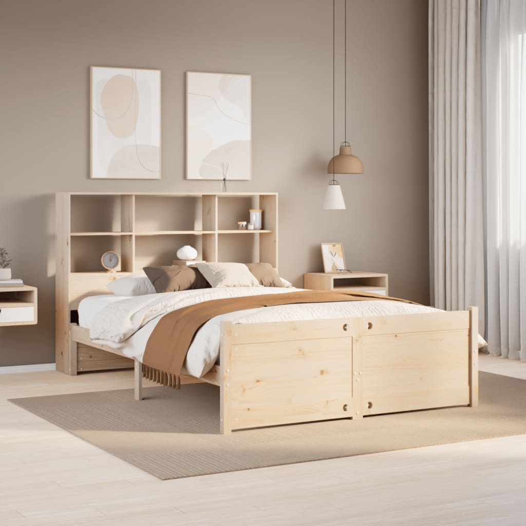 Cama con estantería sin colchón madera maciza de pino 120x200cm V2564 Vetonek